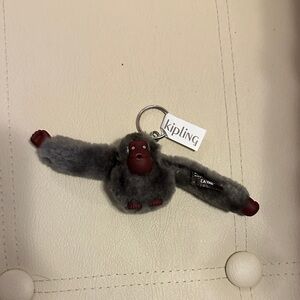 Kipling Plush Gray and Red Monkey Keychain